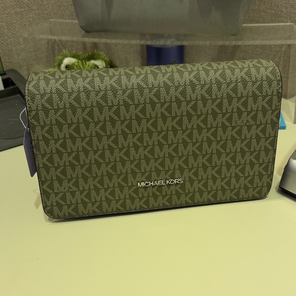 Michael Kors Monogram Crossbody in olive green